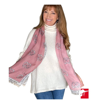 Jane Seymour Designs Peace, Love, and Open Heart Scarf NEW soft palette pink