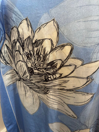 Jane Seymour Designs Water Lilies large periwinkle scarf NEW