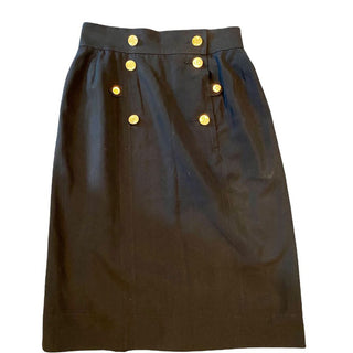 Chanel wool crepe pencil skirt, gold CC buttons, size 0