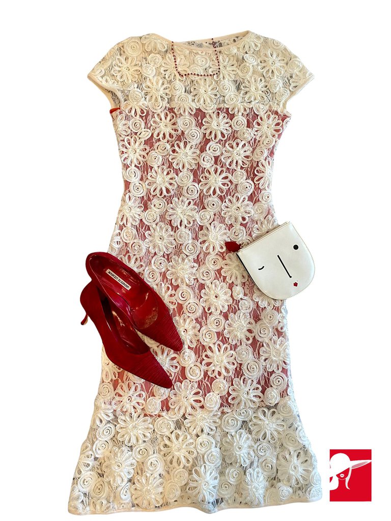 xhilaration white lace dress Natural Beauty Women's Dress, size S Fitted length lace dress with a built Evangela | White Lace Crew-Neck