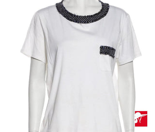 Chanel 2013 tweed trimmed tee shirt size 36