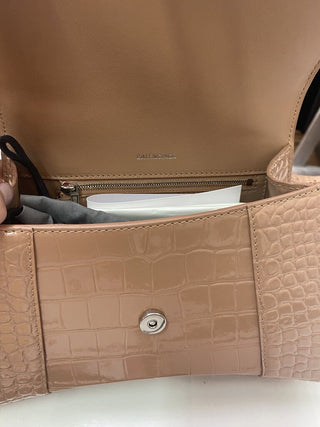 Balenciaga Hourglass Small Embossed Croc handbag NEW