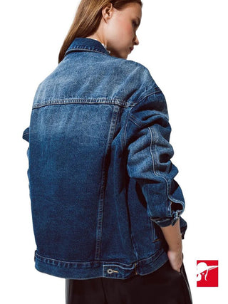 Q2 Boyfriend Relaxed Denim Jacket NEW size L