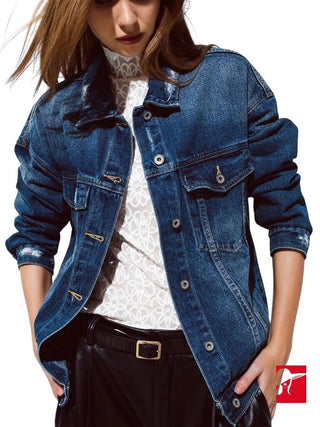 Q2 Boyfriend Relaxed Denim Jacket NEW size M