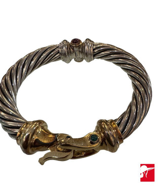 David Yurman 10mm Rhodolite Garnet and Emerald Cable Bracelet