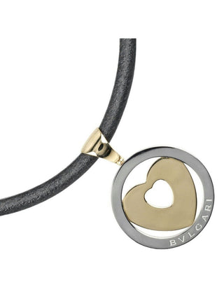 Bvlgari Bulgari Tondo 18k Yellow Gold Steel Heart Pendant Necklace