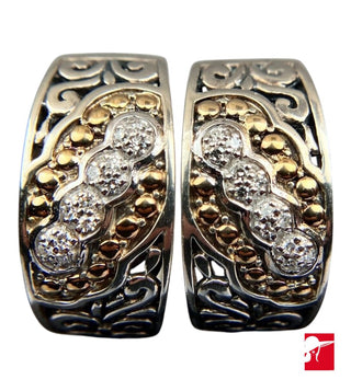 Effy Sterling & 18K Diamond hoop earrings