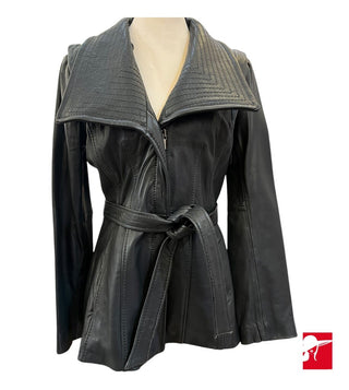 Neiman Marcus belted leather jacket size S