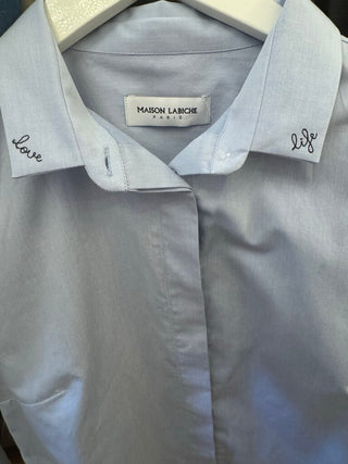 Maison Labiche Paris "love life" button front shirt