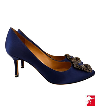 Manolo Blahnik Hangisi satin pumps 70mm size 37/US 7