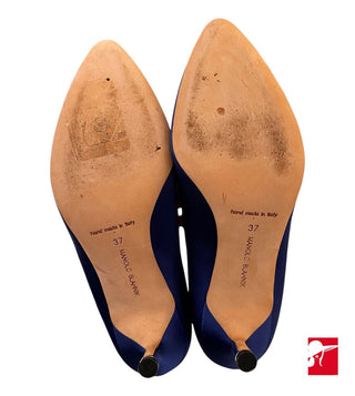 Manolo Blahnik Hangisi satin pumps 70mm size 37/US 7