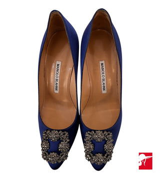 Manolo Blahnik Hangisi satin pumps 70mm size 37/US 7