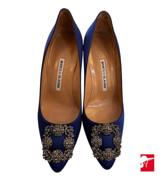 Manolo Blahnik Hangisi satin pumps 70mm size 37/US 7