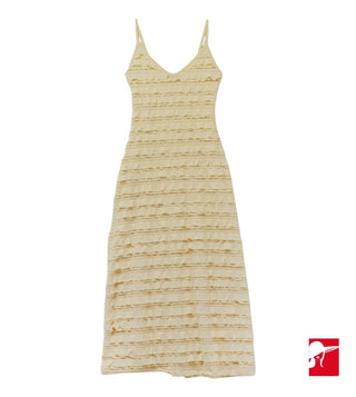 Q2 ruffled butter yellow maxi dress NEW size M