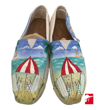 Tom's Haiti Reveri's handpainted beach shoes NEW size 8M