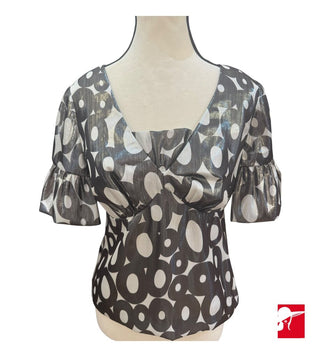 Trina Turk metallic flutter sleeve top NWT