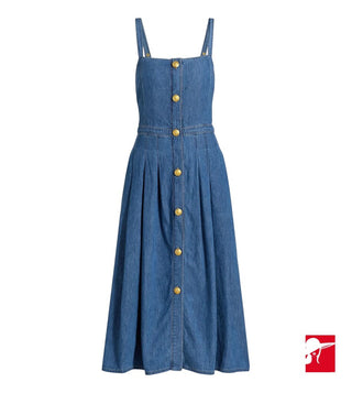 L'Agence Esmeralda Denim Pinafore Midi-Dress size 8