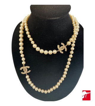 Chanel pearl and crystal CC necklace