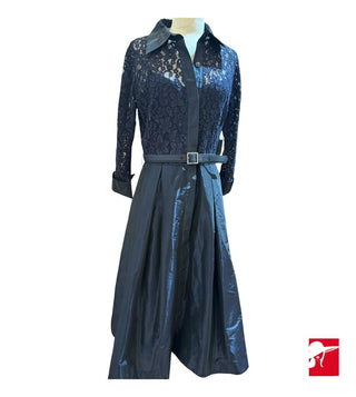 Teri Jon lace and satin midi dress w/belt NWT size 10