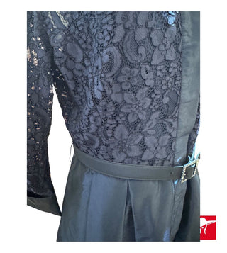 Teri Jon lace and satin midi dress w/belt NWT size 10