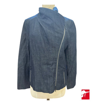 Lafayette 148 denim moto jacket size 8