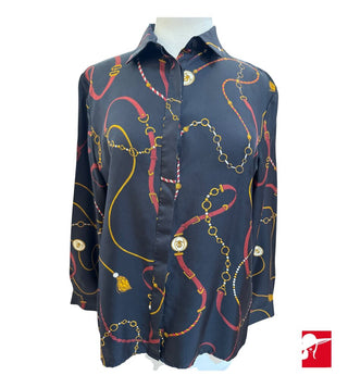 LilySilk tassel print blouse