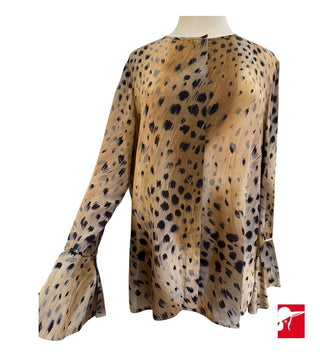 Lafayette 148 Izzie leopard print blouse size XL
