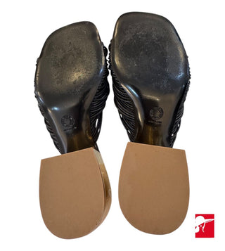 Dries Van Noten leather woven block heel sandals