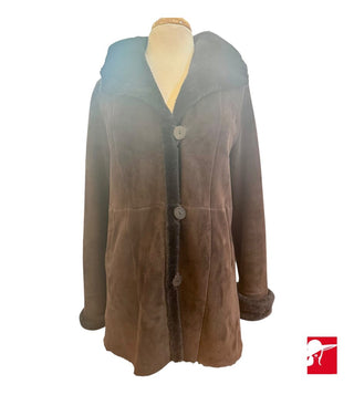 Rafel shearling hooded 3/4 length coat size 6