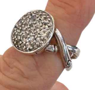 John Hardy pave diamond bamboo ring size 7