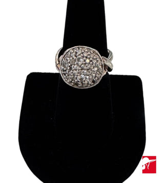 John Hardy pave diamond bamboo ring size 7