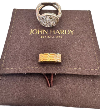 John Hardy pave diamond bamboo ring size 7