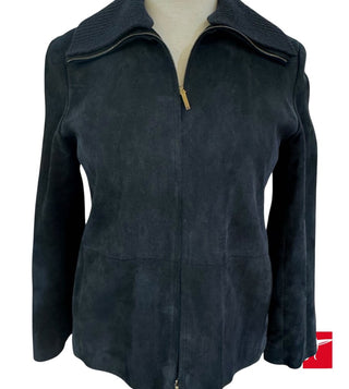 Akris suede jacket w/removable collar/cuffs size 6