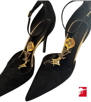 Louis Vuitton monogram charm suede pumps size 36.5/6