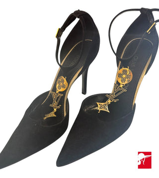 Louis Vuitton monogram charm suede pumps size 36.5/6