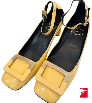 Roger Vivier patent ankle strap block heels