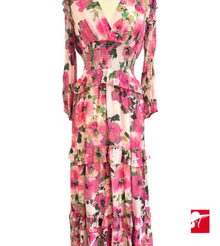 Shoshanna smocked waist maxi dress NWT