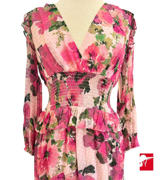 Shoshanna smocked waist maxi dress NWT