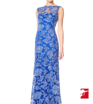 Tadashi Shoji Akashi embroidered leaves gown size 0