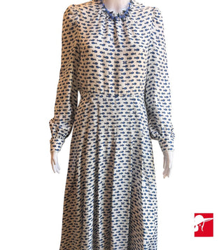 Max Mara a line silk print midi dress