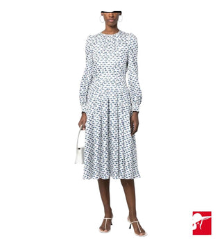 Max Mara a line silk print midi dress