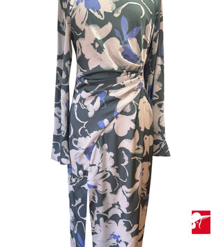 Lela Rose satin draped midi dress