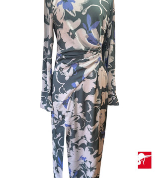 Lela Rose satin draped midi dress