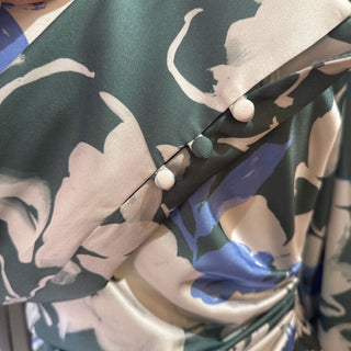 Lela Rose satin draped midi dress