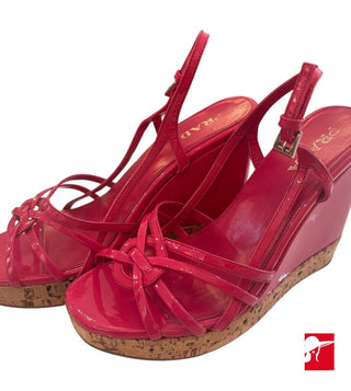 Prada patent cork wedge slingback sandals size 36,5/US 6.5