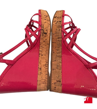 Prada patent cork wedge slingback sandals size 36,5/US 6.5