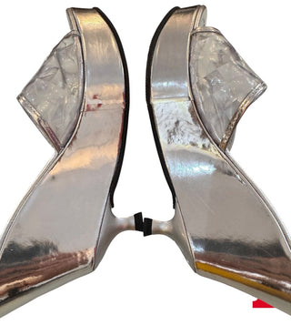 Fendi clear vamp kitten heel wedge sandals NEW