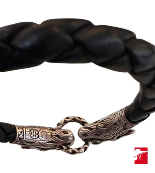 John Hardy Dragon Naga sterling and leather bracelet