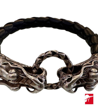 John Hardy Dragon Naga sterling and leather bracelet