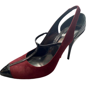 Oscar de la Renta Fedra leather T-strap slingbacks pumps size 41